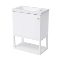 Meuble de salle de bain avec lavabo et meuble sous-vasque 39 cm, Suspendu, Gain de place, Facile à monter, Idéal pour les petits WC invités,Blanc(m-9)