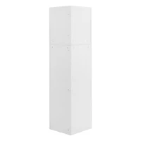 Armoire de salle de bain d'angle avec deux étagères, tablette réglable, 36,5×36,5×155 cm,Blanc(m-10)