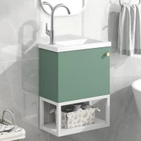 Meuble de salle de bain avec lavabo et meuble sous-vasque, Suspendu, Gain de place, Montage facile, 39×21×50 cm,Vert(m-1)