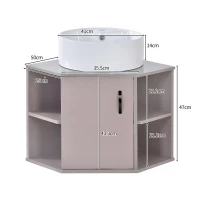 Waschtisch, hängend, 50 cm, 2-teiliges Set, Gäste-WC-Eck-Schrank mit Marmorplatte und offenem Stauraum, Lila(m-3)