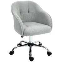 HOMCOM Teddy Fleece Swivel Office Chair - Grey(m-1)