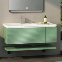 Badmöbel-Set mit Waschbecken, 90,5 cm, 1 Schublade, wasserdicht und langlebig, Soft-Close, einfach zu montieren, 90,5×46,3×37 cm, Grün(m-5)