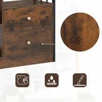 Librărie industrială cu 6 rafturi, uși și sertare, structură din oțel, 100×30×173,5 cm, Negru+Maro(m-6)
