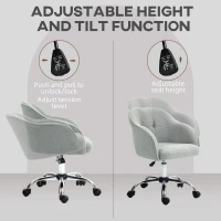 HOMCOM Teddy Fleece Swivel Office Chair - Grey(m-4)