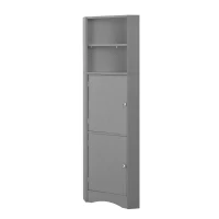 Badezimmerschrank - Eck-Badschrank 36x36x155 cm, Wasserdichter Eckschrank für Bad, Minimalistischer Kleinschrank für Badezimmer, Grau(m-8)