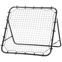HOMCOM Rede de Rebote de Metal com Ângulo Ajustável e 20 Cordas Elásticas para Treinamento de Futebol 96x80x96 cm Preto(m-10)