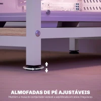 HOMCOM Mesa para Computador com Luzes LED Prateleiras Gavetas Plug Entrada USB e Suporte para Monitor 155,5x48x75,5 cm Madeira(m-8)