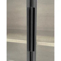 Armoire de salle de bain avec éclairage LED, 2 grands tiroirs et 2 portes en verre, 74×36×155 cm, Naturel(m-7)
