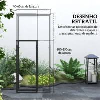 Outsunny Suporte para Lenha Extensível com 4 Ganchos Carga Máxima 100 kg para Interior e Exterior 40-65x25x100-150 cm Preto(m-4)