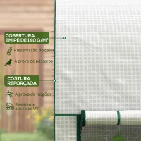 Outsunny Estufa Pequena Estufa de Exterior com Porta Dupla com Fecho de Correr e Cobertura de PE para Cultivar Plantas Flores 200x100x178 cm Branco(m-5)
