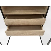 Badezimmerschrank mit LED-Beleuchtung, offenem Regal und Schubladen in Naturfarbe(m-8)