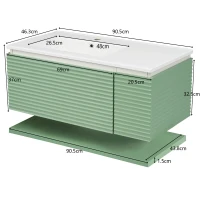 Badmöbel-Set mit Waschbecken, 90,5 cm, 1 Schublade, wasserdicht und langlebig, Soft-Close, einfach zu montieren, 90,5×46,3×37 cm, Grün(m-3)