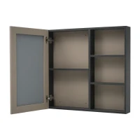 Badmöbel Set, Hängender Waschbeckenunterschrank, 90 cm lang, mit Keramik-Waschbecken, Schubladen und Spiegelschrank, Einfache Montage, Großzügiger Stauraum, Grau(m-6)