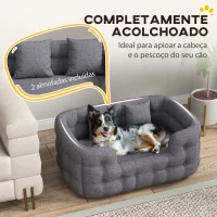 PawHut Cama para Cães Médios Cama para Animais de Estimação com 2 Almofadas Cama para Cães com Base Antiderrapante 90x60x35 cm Cinza(m-5)