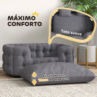 PawHut Cama para Cães Médios Cama para Animais de Estimação com 2 Almofadas Cama para Cães com Base Antiderrapante 90x60x35 cm Cinza(m-6)