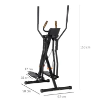 HOMCOM Bicicleta Elíptica com Ecrã LCD Resistência Ajustável Sensor de Frequência Cardiaca e Rodas 90x62x150 cm Preto(m-3)