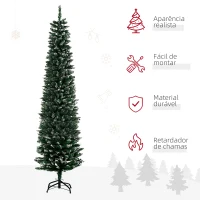 HOMCOM Árvore de Natal Artificial Altura 190 cm com 570 Ramos de PVC Ignífugos Base Dobrável e Suporte Metálico Decoração de Natal Ø53x190 cm Verde(m-4)
