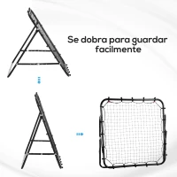 HOMCOM Rede de Rebote de Metal com Ângulo Ajustável e 20 Cordas Elásticas para Treinamento de Futebol 96x80x96 cm Preto(m-4)