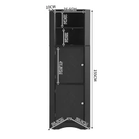 Armoire de salle de bain d'angle avec deux étagères, tablette réglable, étanche et résistante à l'humidité, 36,5×36,5×155 cm,Noir(m-3)