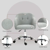 HOMCOM Teddy Fleece Swivel Office Chair - Grey(m-6)