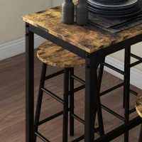 HOMCOM 5 Piece Bar Table Set with 4 Stools, Industrial Bar Table and Stool Set, Dining Table and Chair Set, Rustic Brown(m-7)