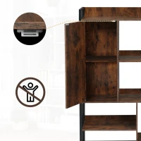 Industrielles Bücherregal mit 6 Regalböden, Türen und Schubladen, Stahlrahmen, 100×30×173,5 cm, Schwarzbraun(m-5)