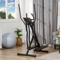 HOMCOM Bicicleta Elíptica com Ecrã LCD Resistência Ajustável Sensor de Frequência Cardiaca e Rodas 90x62x150 cm Preto(m-2)