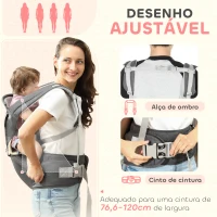 AIYAPLAY Marsúpio para Recém Nascidos até 36 Meses Mochila Porta Bebés com Assento Amovível Cinto Ajustável 40x30x57 cm Cinza(m-5)