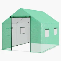 Outsunny Estufa tipo Túnel 2x3x2 m Estufa de Exterior com 4 Janelas de Malha e Porta com Fecho de Correr Estufa para Cultivos Anti UV Verde(m-11)