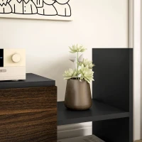 HOMCOM Mobilier TV cu Raft de Perete, Rafturi Deschise și Dulăpior din Lemn, 153,6x25x42 cm, Negru(m-8)