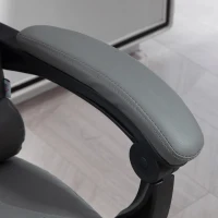HOMCOM Fotoliu Prezidențial de Birou Rotativ cu Spătar Înalt Reglabil și Suport pentru Picioare, 64,5x69x109-117 cm, Gri(m-8)