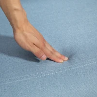 HOMCOM Fotoliu Rabatabil Manual cu Suport pentru Picioare din Material Textil cu Efect de In, 69x85x100 cm, Albastru(m-9)