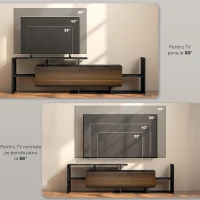 HOMCOM Mobilier TV cu Raft de Perete, Rafturi Deschise și Dulăpior din Lemn, 153,6x25x42 cm, Negru(m-7)
