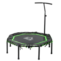 HOMCOM trampolina fitness, trampolina dla dzieci i dorosłych, trampolina ogrodowa, stal + PP + EVA, kolor zielony + czarny, 122 x 122 x 122-138 cm trampolina fitness dla dorosłych trampolina ogrodowa zielony + czarny | Aosom.pl(m-10)