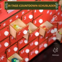 HOMCOM 24-Drawer Reusable Santa Sleigh Christmas Advent Calendar(m-4)