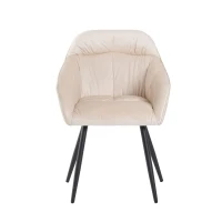 Set di 2 sedie imbottite per sala da Pranzo in Velluto con Braccioli, 44x52x85 cm, Beige(m-12)