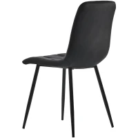 Set de 4 scaune tapițate în catifea twill pentru sala de mese cu spătar, structură din metal, 45x40x86 cm, Negru(m-7)