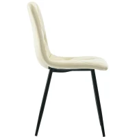 Set di 4 Sedie Moderne in Velluto Twill, Motivo a Spina di Pesce con Schienale, Struttura in Metallo, 45x40x86 cm, Beige(m-8)