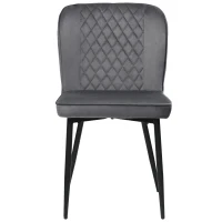 Set de 2 scaune tapițate pentru sufragerie din catifea cu spătar și structură din metal, 47x43x86 cm, Gri(m-7)