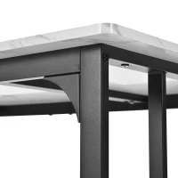 Masă de prânz modernă dreptunghiulară, cu blat din MDF cu model de marmură, 140x80x75 cm, Alb+Negru(m-4)