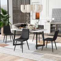 Set di 4 sedie imbottite da Pranzo in PU Pelle con Schienale, Struttura in Metallo, Design Ergonomico, 43x40x86 cm, Nero(m-1)