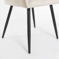 Set di 2 sedie imbottite per sala da Pranzo in Velluto con Braccioli, 44x52x85 cm, Beige(m-9)