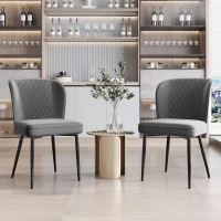 Set de 2 scaune tapițate pentru sufragerie din catifea cu spătar și structură din metal, 47x43x86 cm, Gri(m-2)