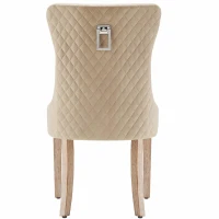 Set di 2 sedie imbottite per sala da Pranzo in Velluto, Design con Cucitura Bottoni, 50x46x91 cm, Marrone Chiaro(m-8)