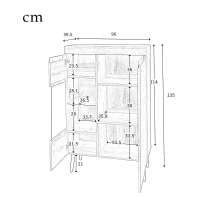 Credenza moderna con ante in vetro, ideali per Soggiorno e cucina, Colore Naturalea(m-3)