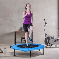 HOMCOM 40" Mini Fitness Trampoline Home Gym Yoga Exercise Rebounder Indoor Outdoor Jumper with Safety Pad, Support Up to 100 KG, Blue and Black(m-2)