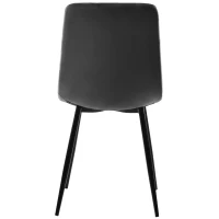 Set de 4 scaune tapițate pentru sufragerie cu spătar, structură din metal, 44x46x86 cm, Gri(m-4)