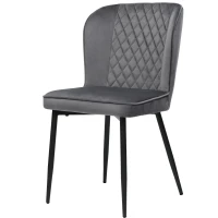Set de 2 scaune tapițate pentru sufragerie din catifea cu spătar și structură din metal, 47x43x86 cm, Gri(m-8)