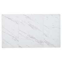 Masă de prânz modernă dreptunghiulară, cu blat din MDF cu efect de marmură și picioare din metal în formă de V, Alb+Negru(m-4)