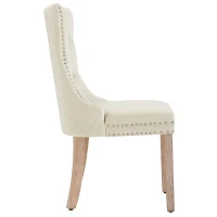 Set di 2 sedie imbottite per sala da Pranzo in Velluto, Design con Cucitura Bottoni, 50x46x91 cm, Beige(m-11)